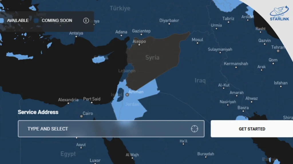 Starlink in Syria coverage map